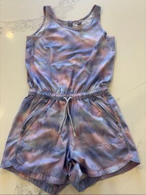 Athleta Pastel Tie-Dye Tank Romper in Lavender Pink Blue